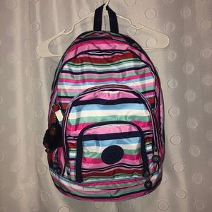 NWOT Kipling Large Expandable Backpack Striped